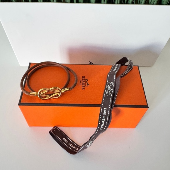 Hermes 2-row Atame GD Leather Bracelet - Picture 7 of 15